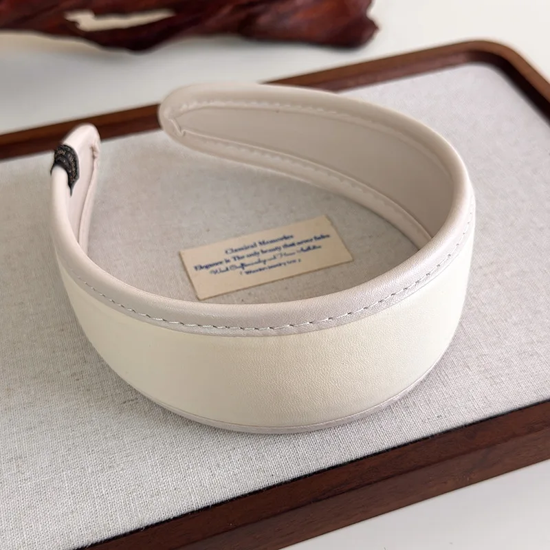 Retro Leather Headband for Women 2025 French Style Wide Hair Hoop Hairbands Female Headwear Hair Band Hair Accessories Headdress