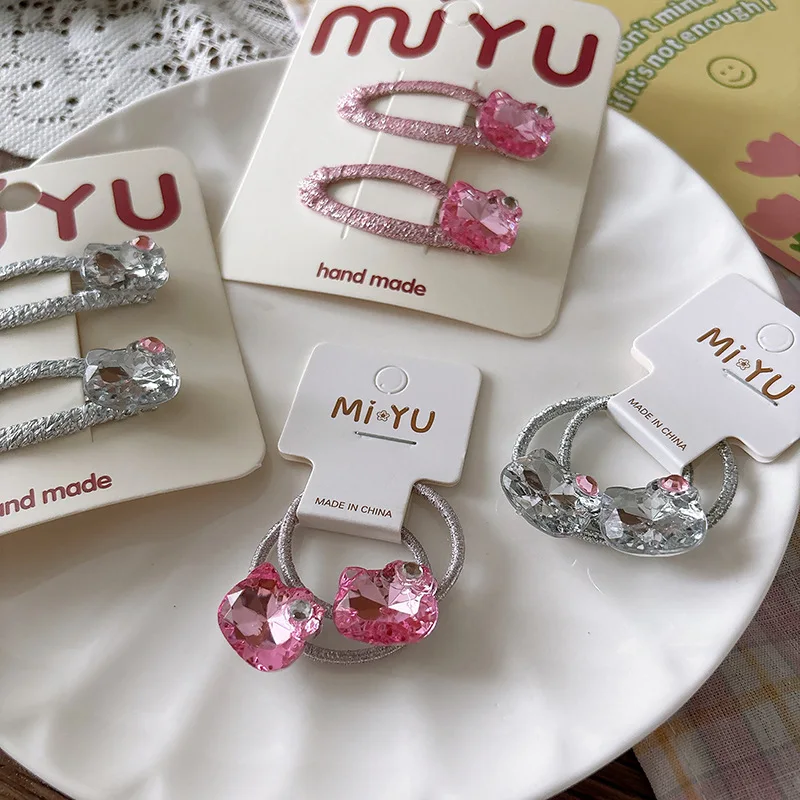 Korean Glossy Hair Clips New Silver Pink White Bangs Side Barrettes for Girls Sweet Non Slip Double Wear 2pcs