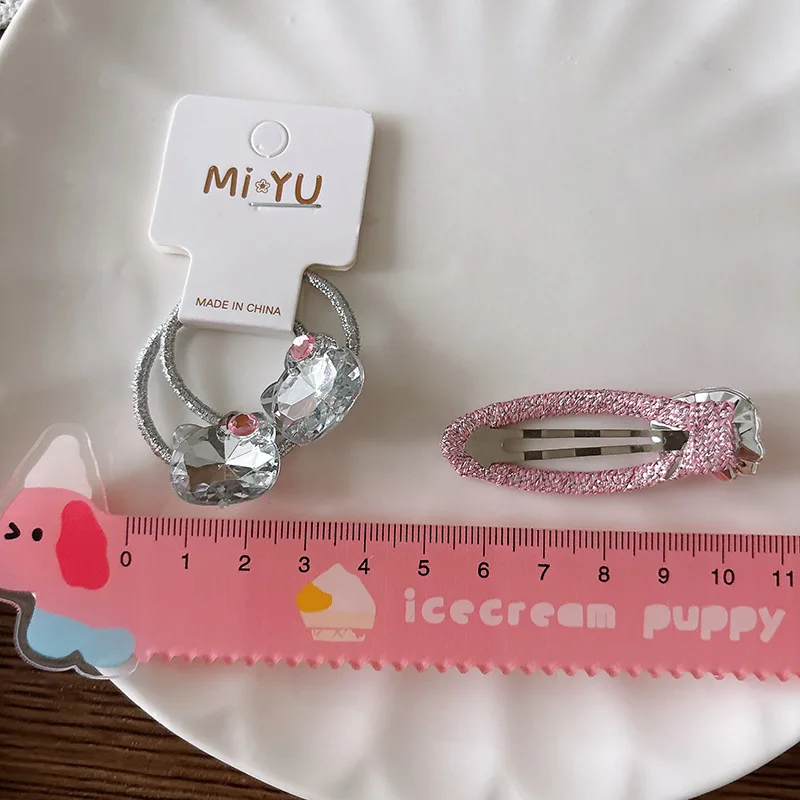 Korean Glossy Hair Clips New Silver Pink White Bangs Side Barrettes for Girls Sweet Non Slip Double Wear 2pcs