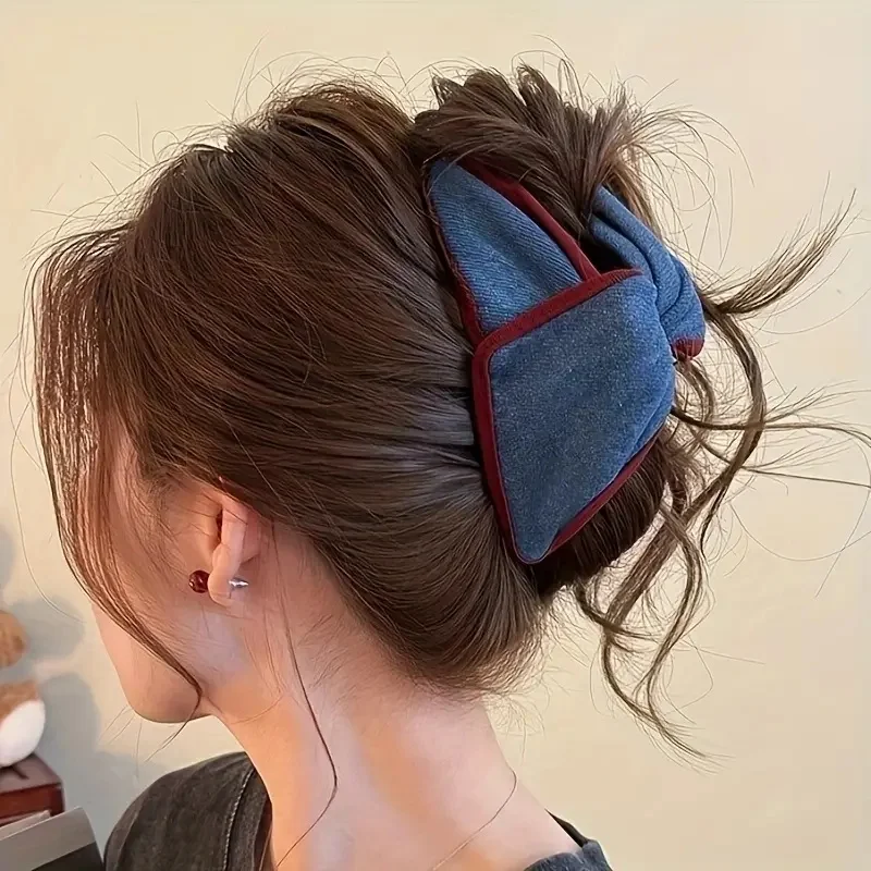 Single Vintage Hair Clip Bow Retro Elegant Hair Accessory for Ponytails & Updos, No-Slip Hair Claw Clip for Women
