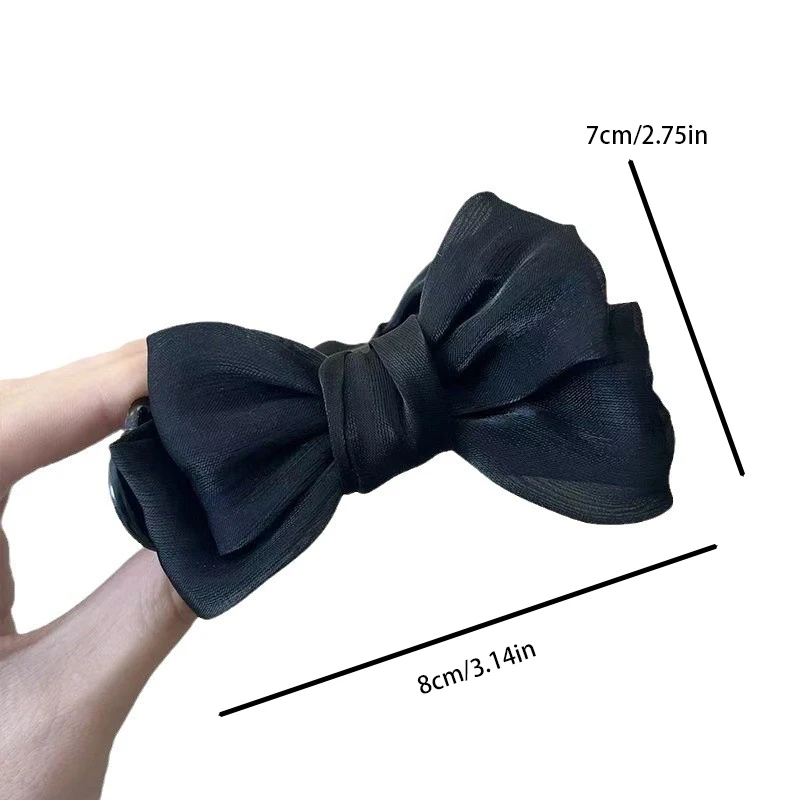 1/2/3pcs Solid Color Shiny Mesh Bow Hair Clip for Woman Fashion Girl Meatball Head Hair Clip Claw Hair Accessories