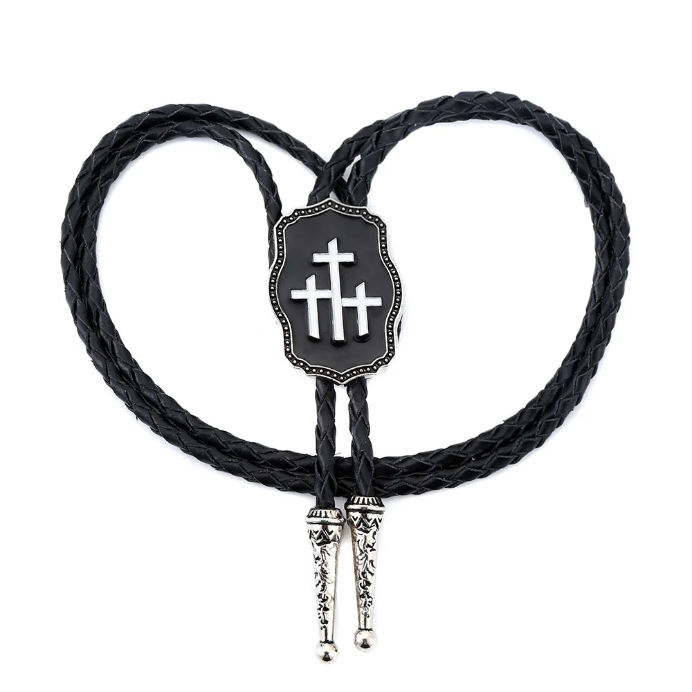 New Fashionable Men's Alloy Cross Leather Rope Pollo Tie, Men's Tie Gift Accessory Wholesale