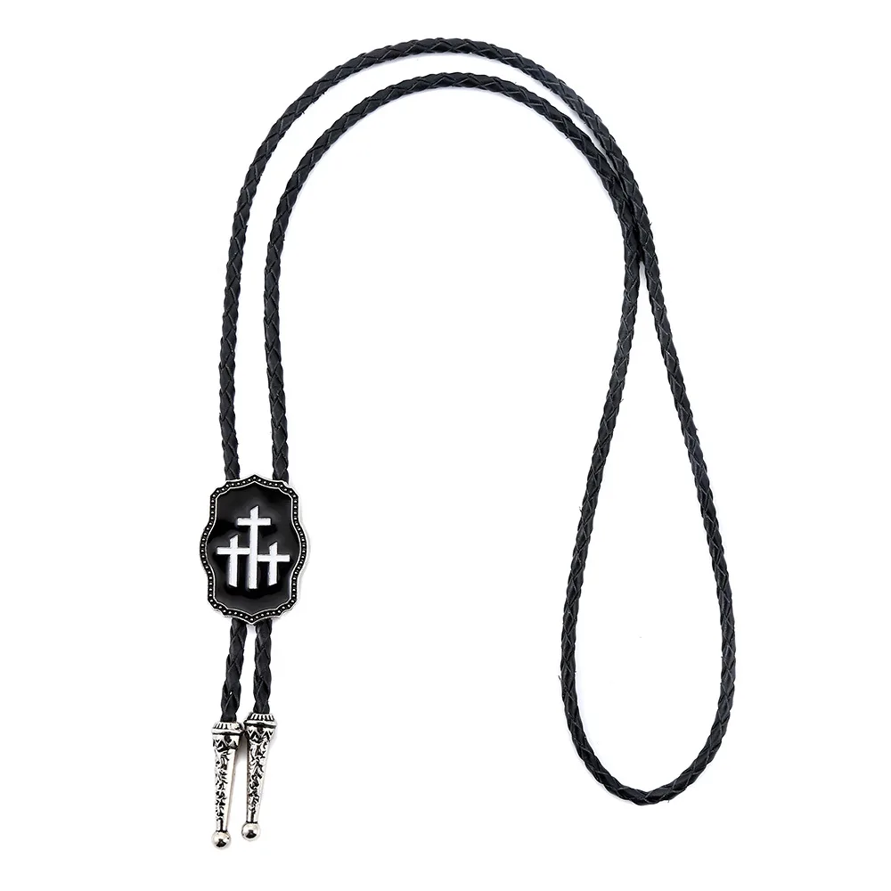 New Fashionable Men's Alloy Cross Leather Rope Pollo Tie, Men's Tie Gift Accessory Wholesale
