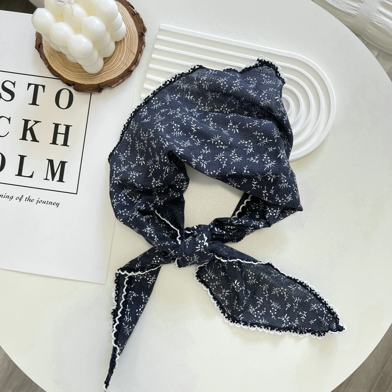 1pcs New Flower Neck Scarf Shawl Summer Triangle Hair Head Wrap Headband Handkerchief Hair Ties Bandanas Hair Ribbon for Women
