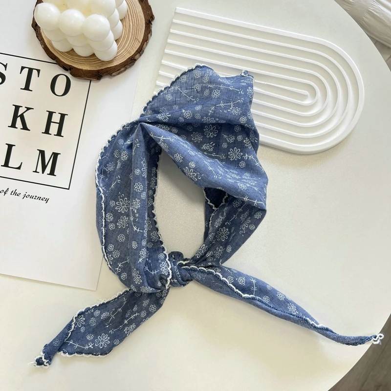 1pcs New Flower Neck Scarf Shawl Summer Triangle Hair Head Wrap Headband Handkerchief Hair Ties Bandanas Hair Ribbon for Women