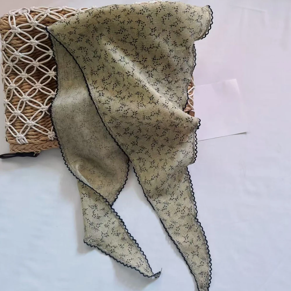 1pcs New Flower Neck Scarf Shawl Summer Triangle Hair Head Wrap Headband Handkerchief Hair Ties Bandanas Hair Ribbon for Women