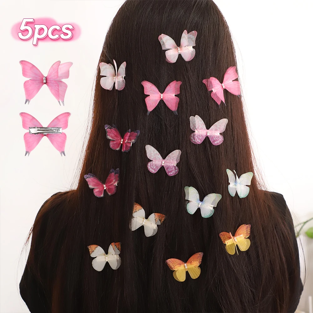 5pcs Boutique Butterfly HairclipsThat Do Not Hurt Hair Handmade Hairgripes Womens Y2k Headdress Fashion Hair Accessories
