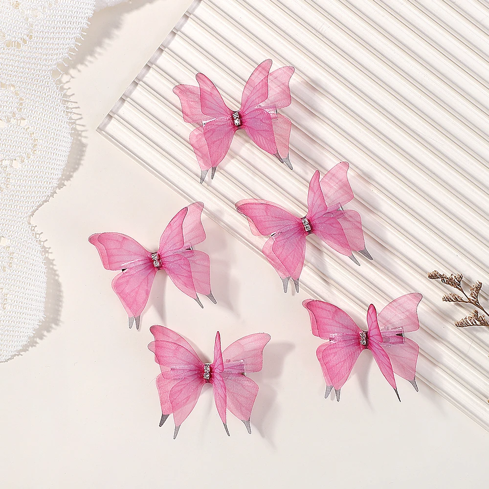 5pcs Boutique Butterfly HairclipsThat Do Not Hurt Hair Handmade Hairgripes Womens Y2k Headdress Fashion Hair Accessories