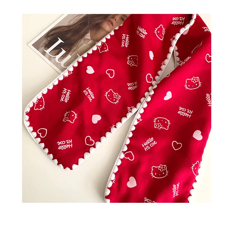 Red Cute Kitten Scarf For Women 2025 New Winter Korean Style Atmosphere Warm Scarf