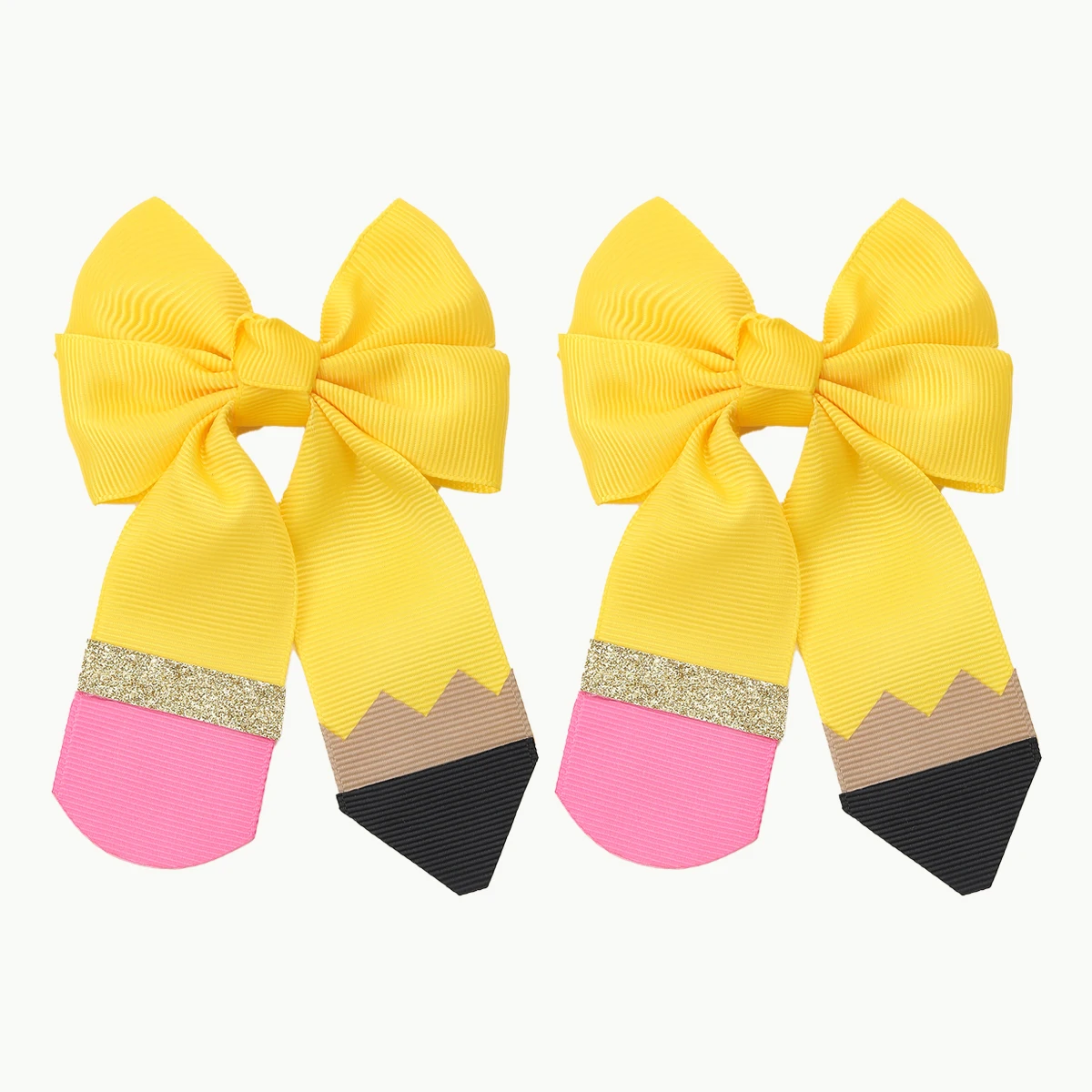1/2Pcs Flower Pencil Bow Hair Clips Cute Sweet Back To School Ribbon Hairpins Hair Accessories For Girls Kids Daily Headwear