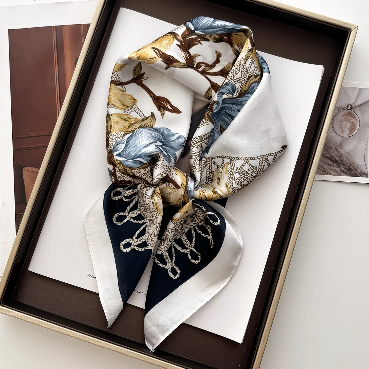 Luxury Silk Square Scarf for Women Print Kerchief Soft Satin Hairband Hands Bag Ribbons Foulard Head Hijab Neckerchief Headband