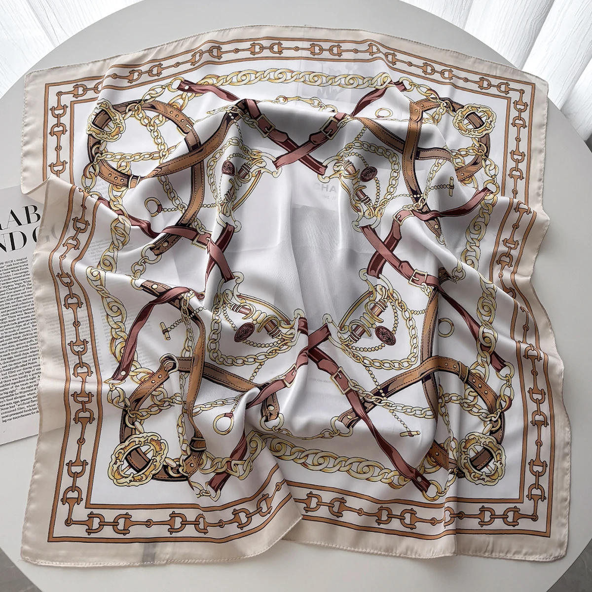 Luxury Silk Square Scarf for Women Print Kerchief Soft Satin Hairband Hands Bag Ribbons Foulard Head Hijab Neckerchief Headband