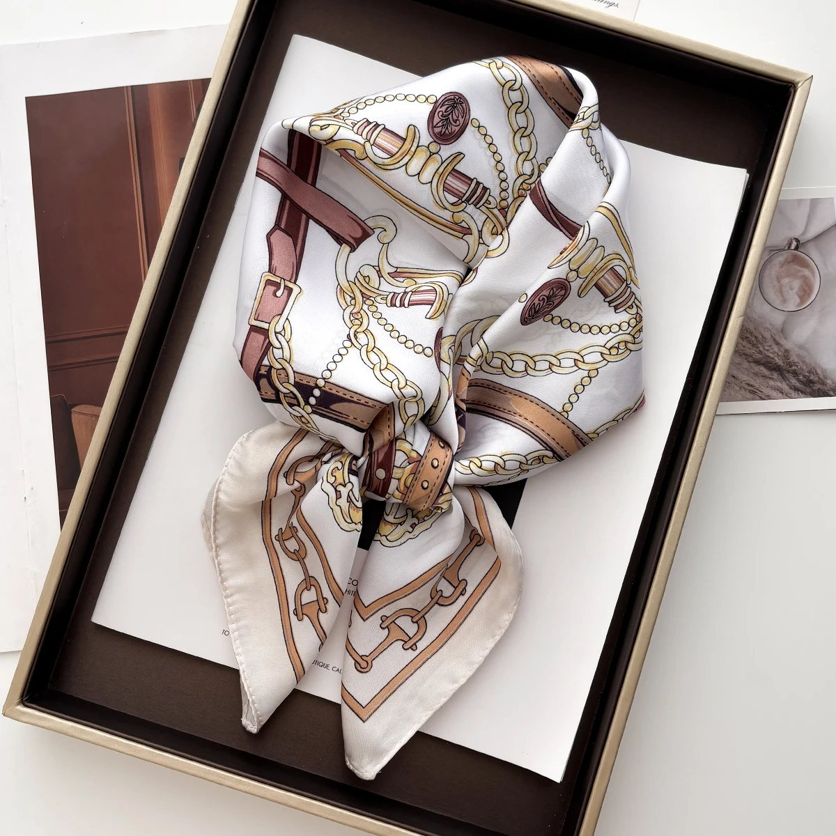 Luxury Silk Square Scarf for Women Print Kerchief Soft Satin Hairband Hands Bag Ribbons Foulard Head Hijab Neckerchief Headband