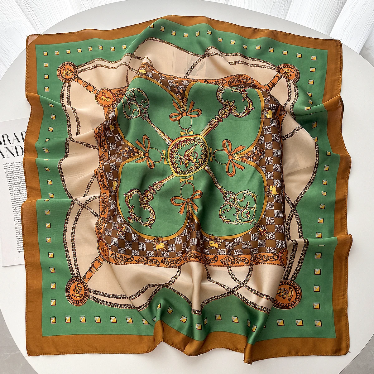 Luxury Silk Square Scarf for Women Print Kerchief Soft Satin Hairband Hands Bag Ribbons Foulard Head Hijab Neckerchief Headband