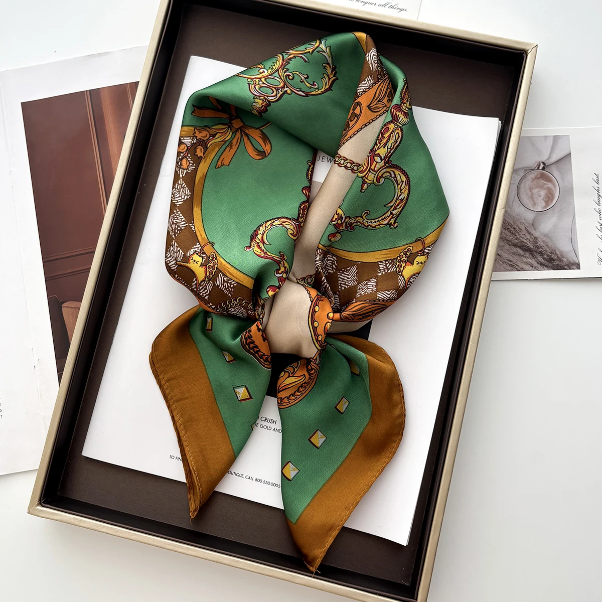 Luxury Silk Square Scarf for Women Print Kerchief Soft Satin Hairband Hands Bag Ribbons Foulard Head Hijab Neckerchief Headband