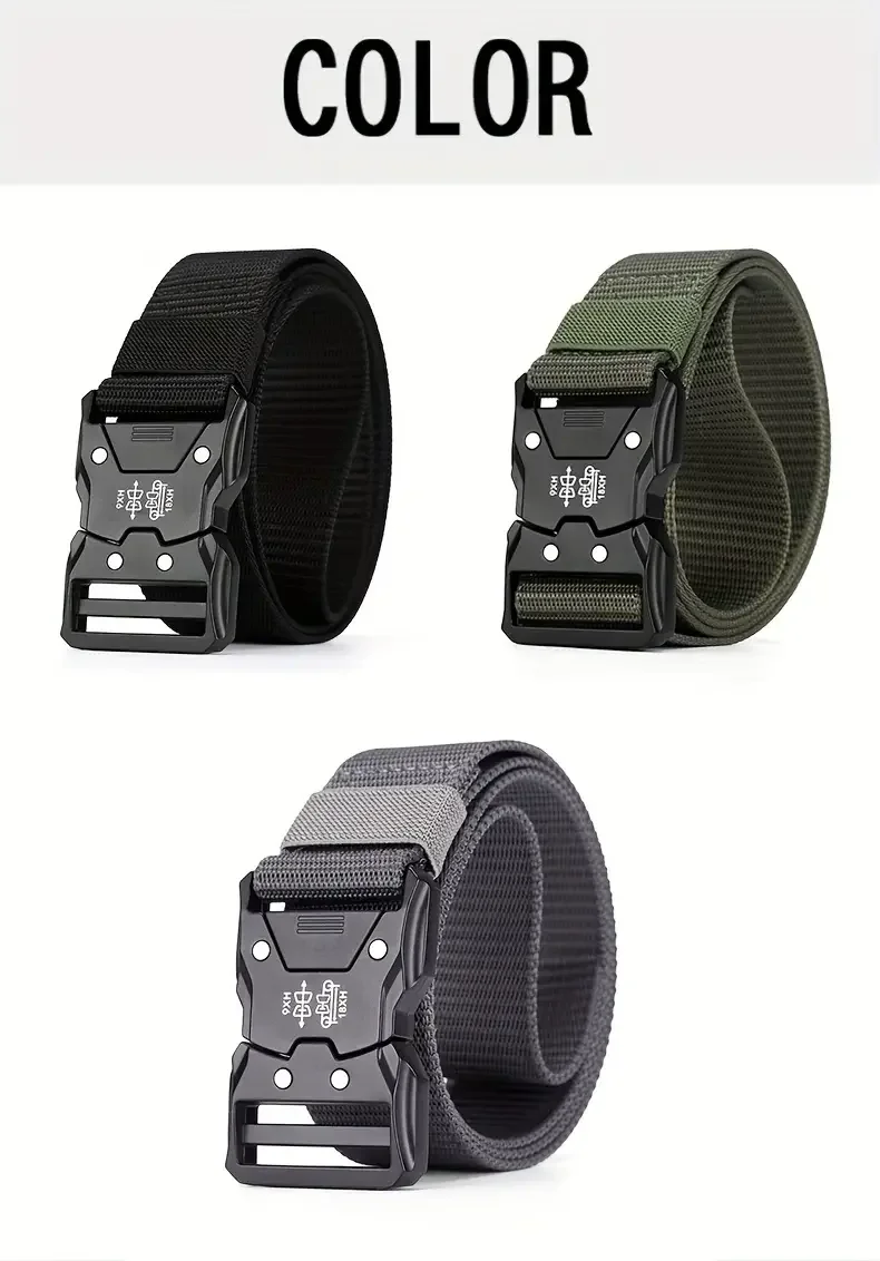 Men Belt Army Outdoor Hunting Tactical Outdoor Mountaineering Multifunctional Tactical Nylon Canvas Woven Trouser Belt