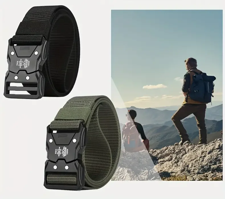 Men Belt Army Outdoor Hunting Tactical Outdoor Mountaineering Multifunctional Tactical Nylon Canvas Woven Trouser Belt