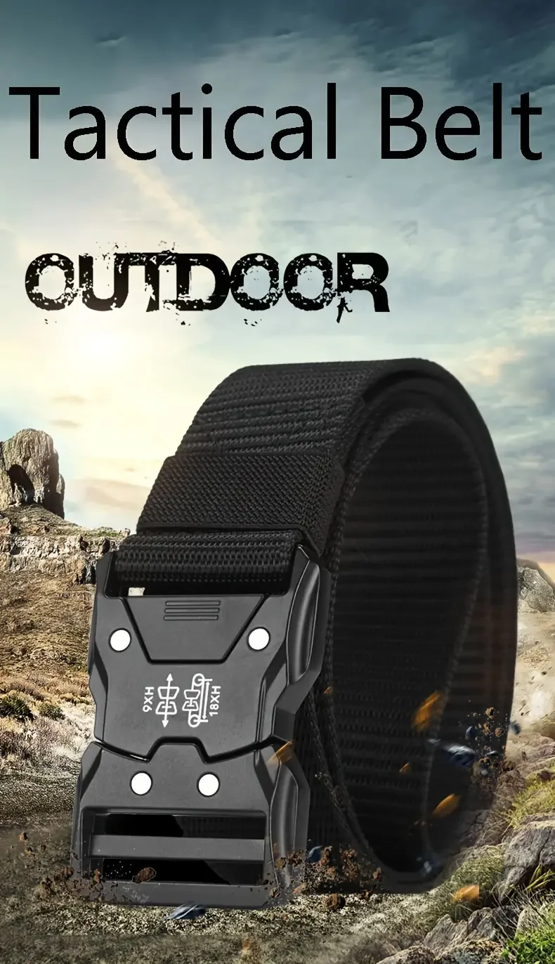 Men Belt Army Outdoor Hunting Tactical Outdoor Mountaineering Multifunctional Tactical Nylon Canvas Woven Trouser Belt