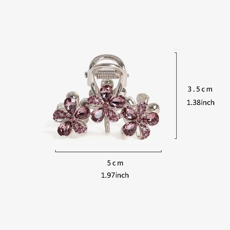 Exquisite Purple Rhinestone Flower Hair Clip High-end Women's Back of Head Half-tie Hair Grip Fashion Korean Hair Accessories