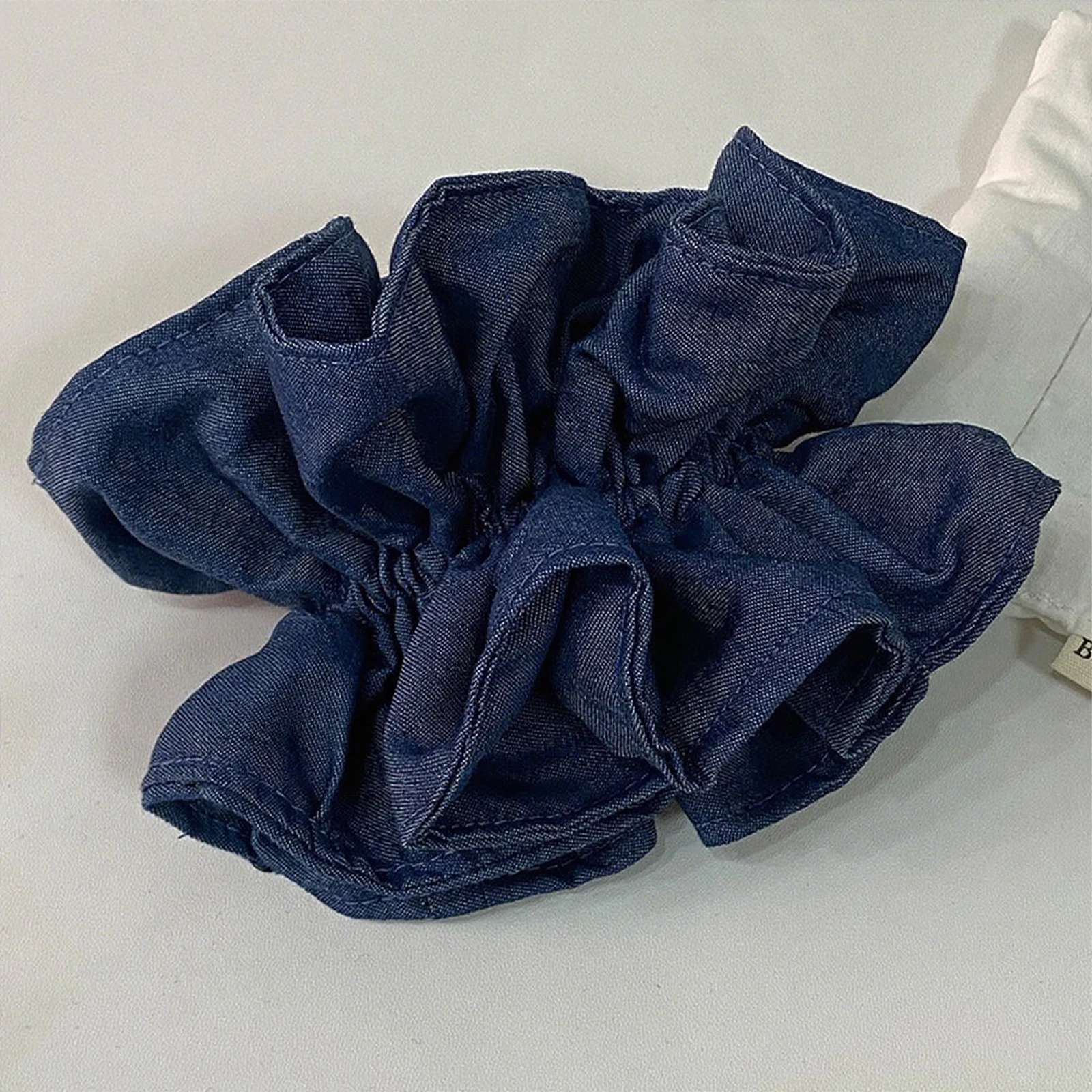 Solid Color Denim Women's Large Intestine Scrunchie Retro Minimalist Hair Flower Fashionable Daily Versatile Hair Accessories
