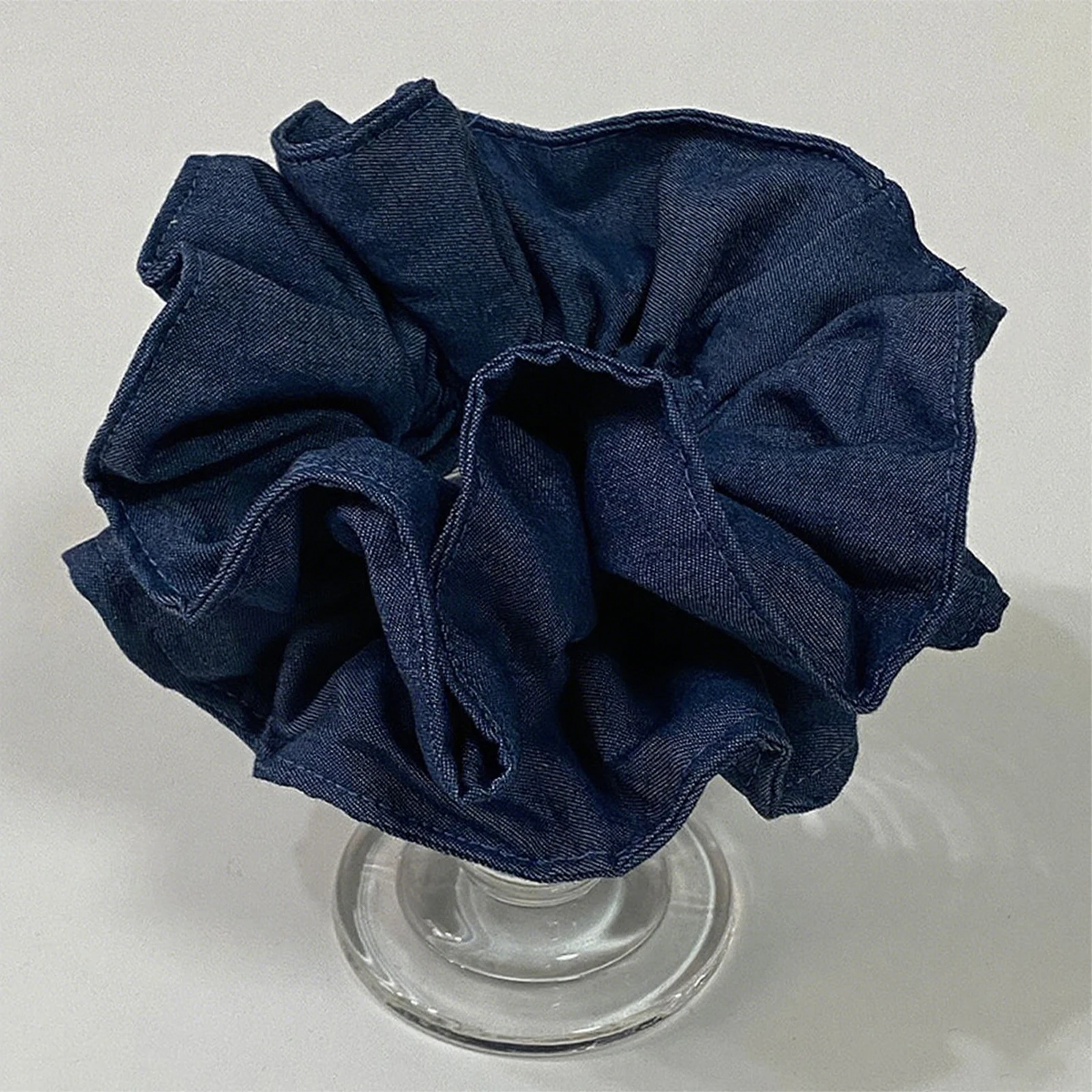Solid Color Denim Women's Large Intestine Scrunchie Retro Minimalist Hair Flower Fashionable Daily Versatile Hair Accessories