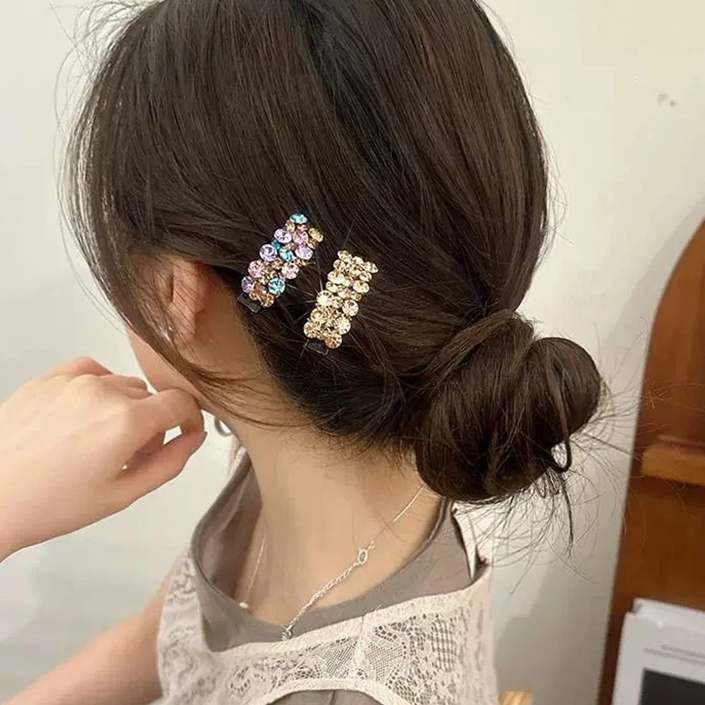 Exquisite Rhinestone Hair Clip Small Size Acetate Duckbill Hairpin For Women Girls Bangs Ponytail Holder Daily Headwear