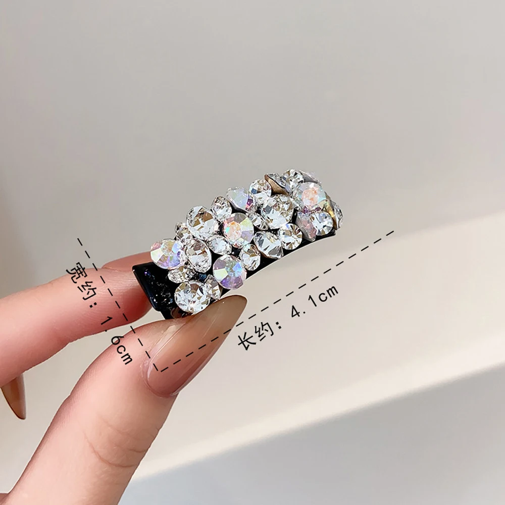 Exquisite Rhinestone Hair Clip Small Size Acetate Duckbill Hairpin For Women Girls Bangs Ponytail Holder Daily Headwear