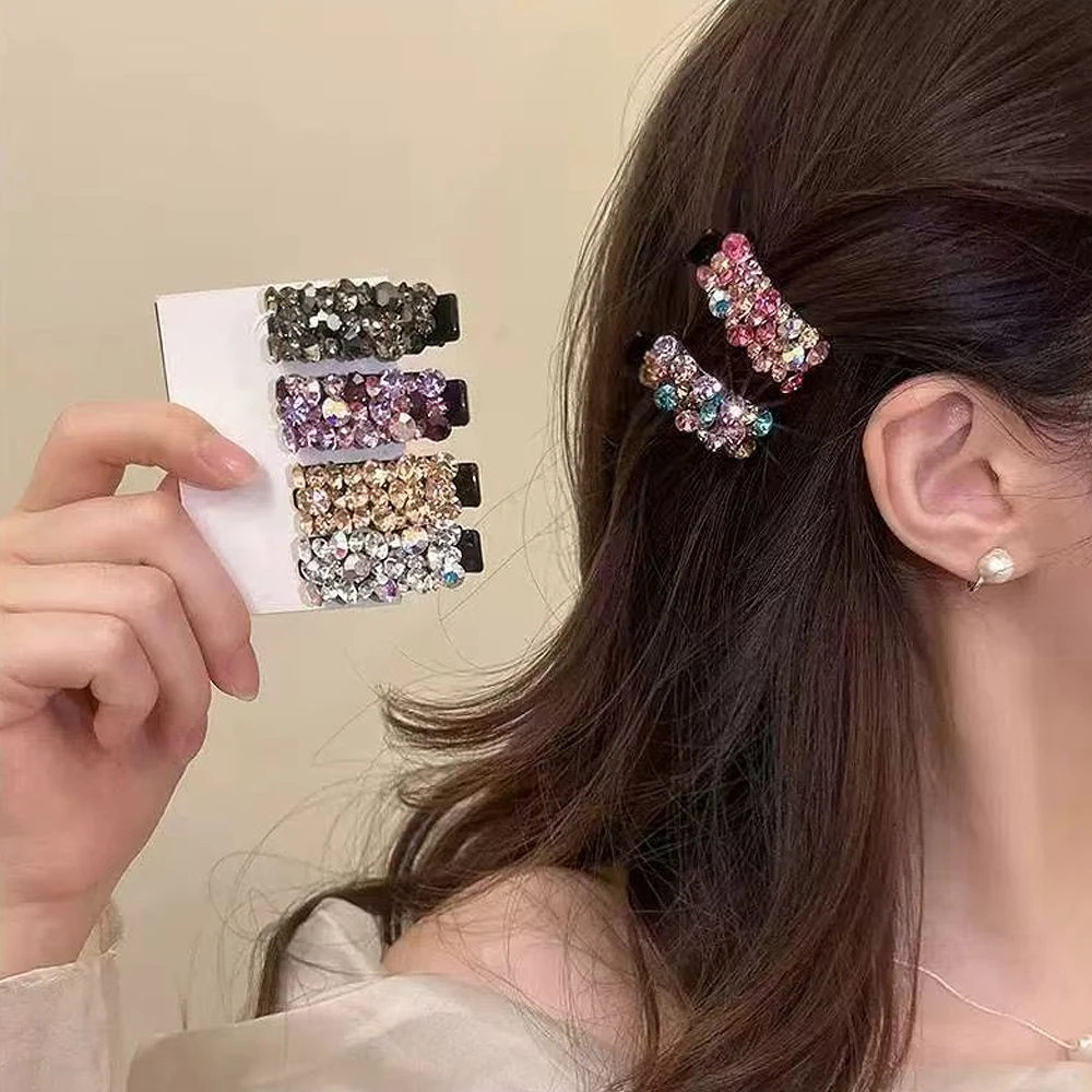 Exquisite Rhinestone Hair Clip Small Size Acetate Duckbill Hairpin For Women Girls Bangs Ponytail Holder Daily Headwear