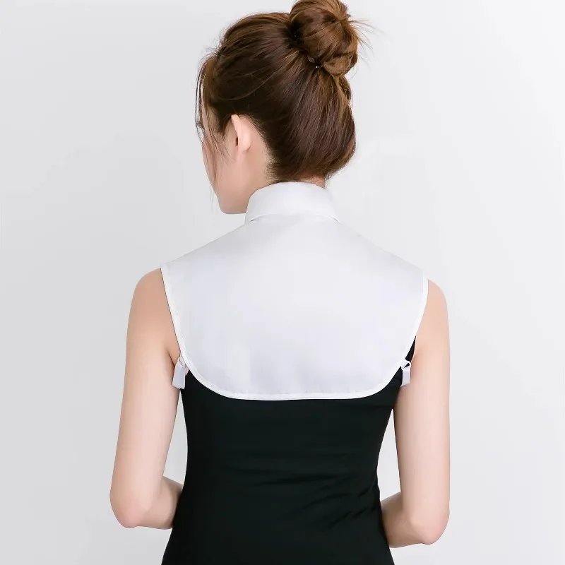 Women's Fashion Cotton Fake Collar Mens Unisex Formal Suit Half Shirt Style Fake Collar Removable Button Girls Detachable Collar