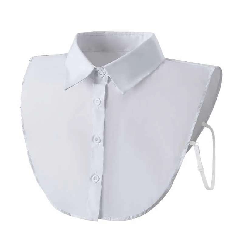 Women's Fashion Cotton Fake Collar Mens Unisex Formal Suit Half Shirt Style Fake Collar Removable Button Girls Detachable Collar