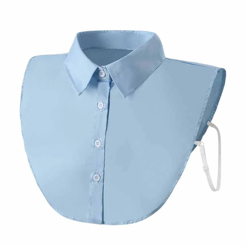 Women's Fashion Cotton Fake Collar Mens Unisex Formal Suit Half Shirt Style Fake Collar Removable Button Girls Detachable Collar