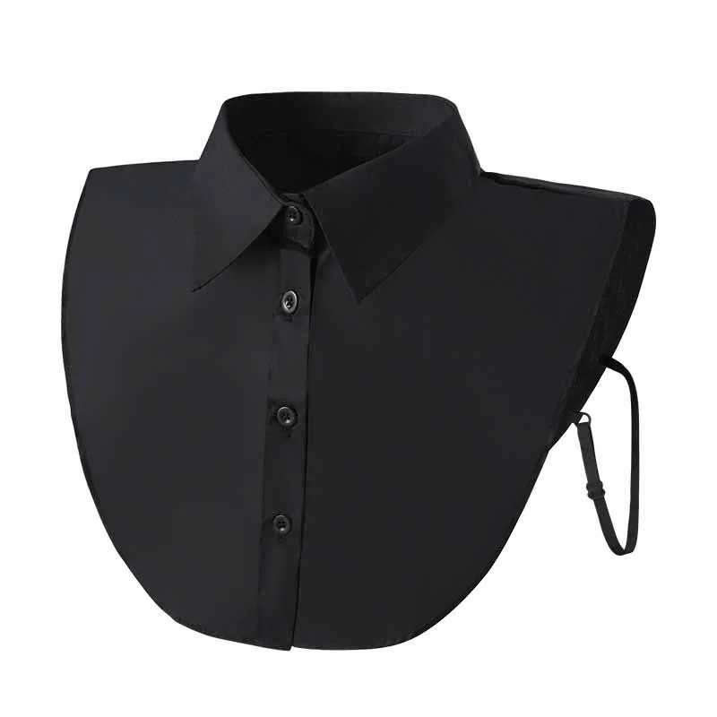Women's Fashion Cotton Fake Collar Mens Unisex Formal Suit Half Shirt Style Fake Collar Removable Button Girls Detachable Collar