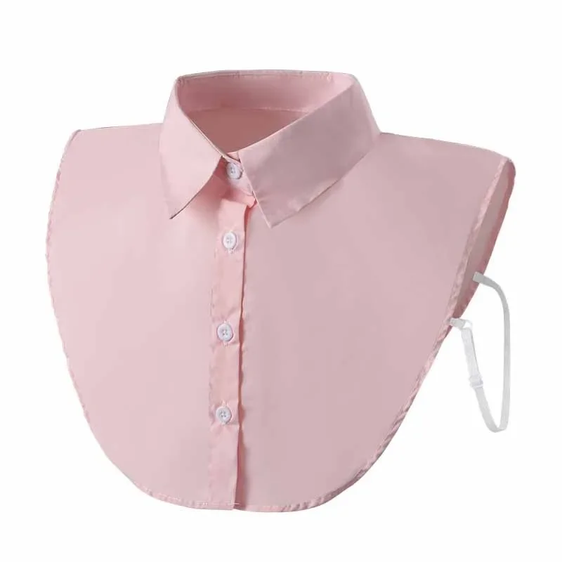 Women's Fashion Cotton Fake Collar Mens Unisex Formal Suit Half Shirt Style Fake Collar Removable Button Girls Detachable Collar