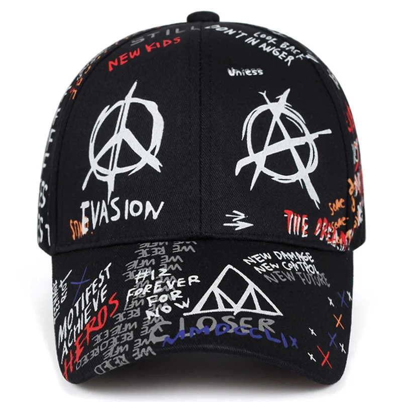 Graffiti duckbill hat, hip-hop sun hat, men's and women's street photography versatile printed baseball cap