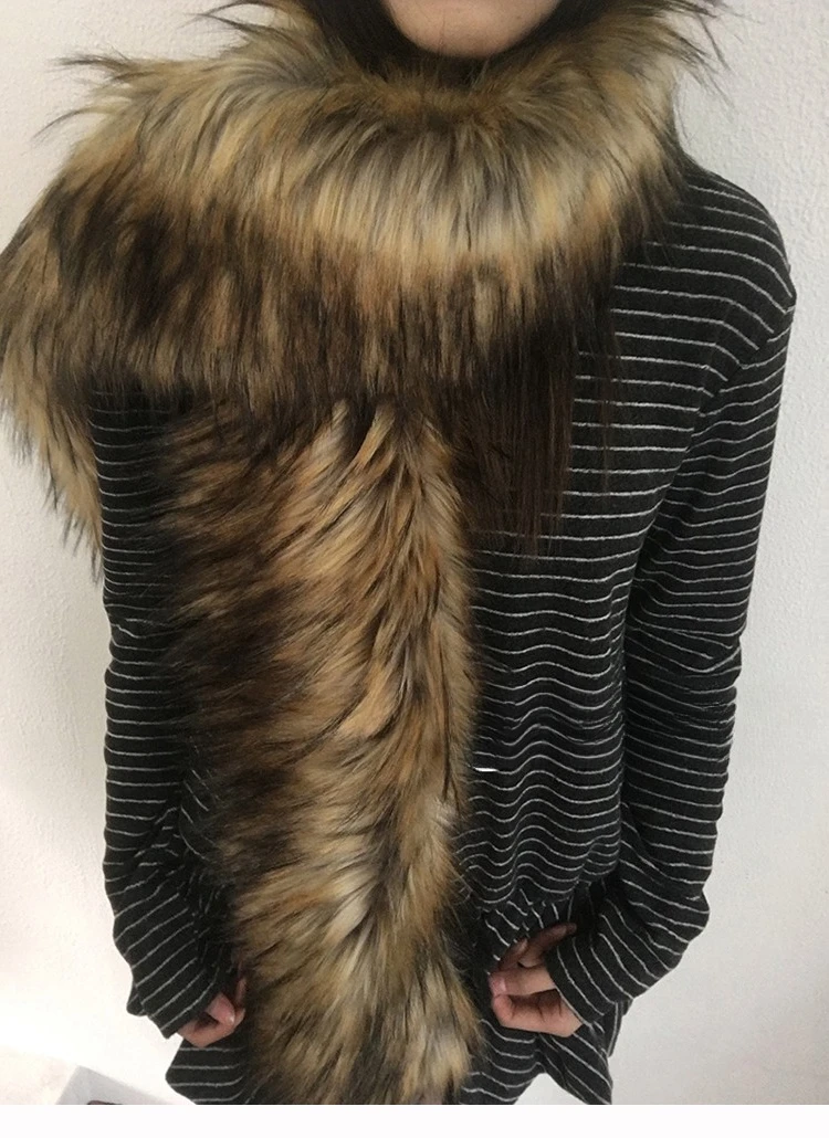 Y2K Women Faux Fox Fur Long Scarf Men Winter Warm Thickened Lengthened Scarf Neck Fur Collar Dress Cape Sexy Party Dress Shawls