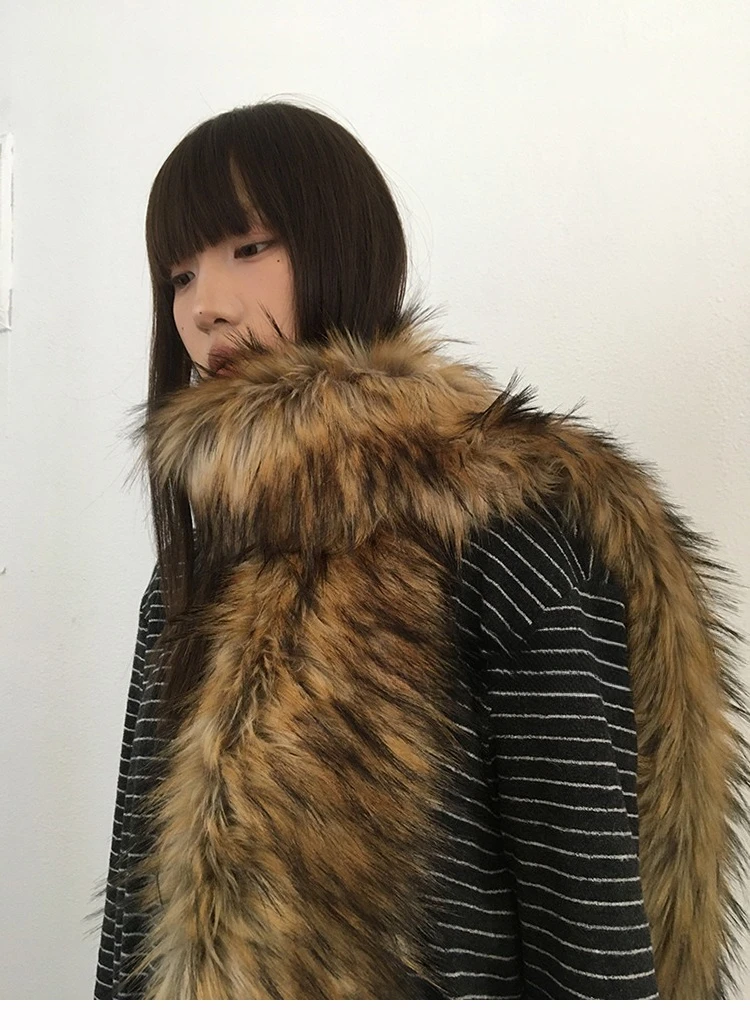 Y2K Women Faux Fox Fur Long Scarf Men Winter Warm Thickened Lengthened Scarf Neck Fur Collar Dress Cape Sexy Party Dress Shawls