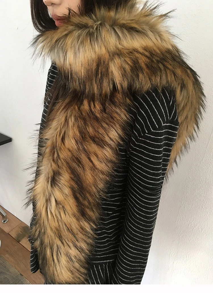 Y2K Women Faux Fox Fur Long Scarf Men Winter Warm Thickened Lengthened Scarf Neck Fur Collar Dress Cape Sexy Party Dress Shawls