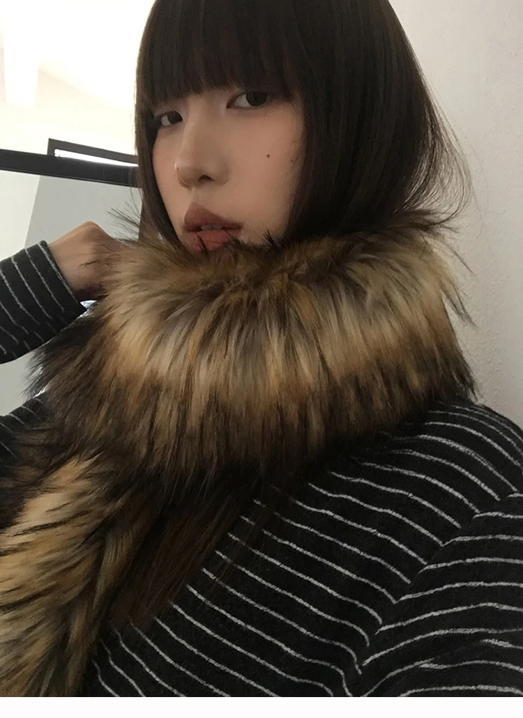 Y2K Women Faux Fox Fur Long Scarf Men Winter Warm Thickened Lengthened Scarf Neck Fur Collar Dress Cape Sexy Party Dress Shawls