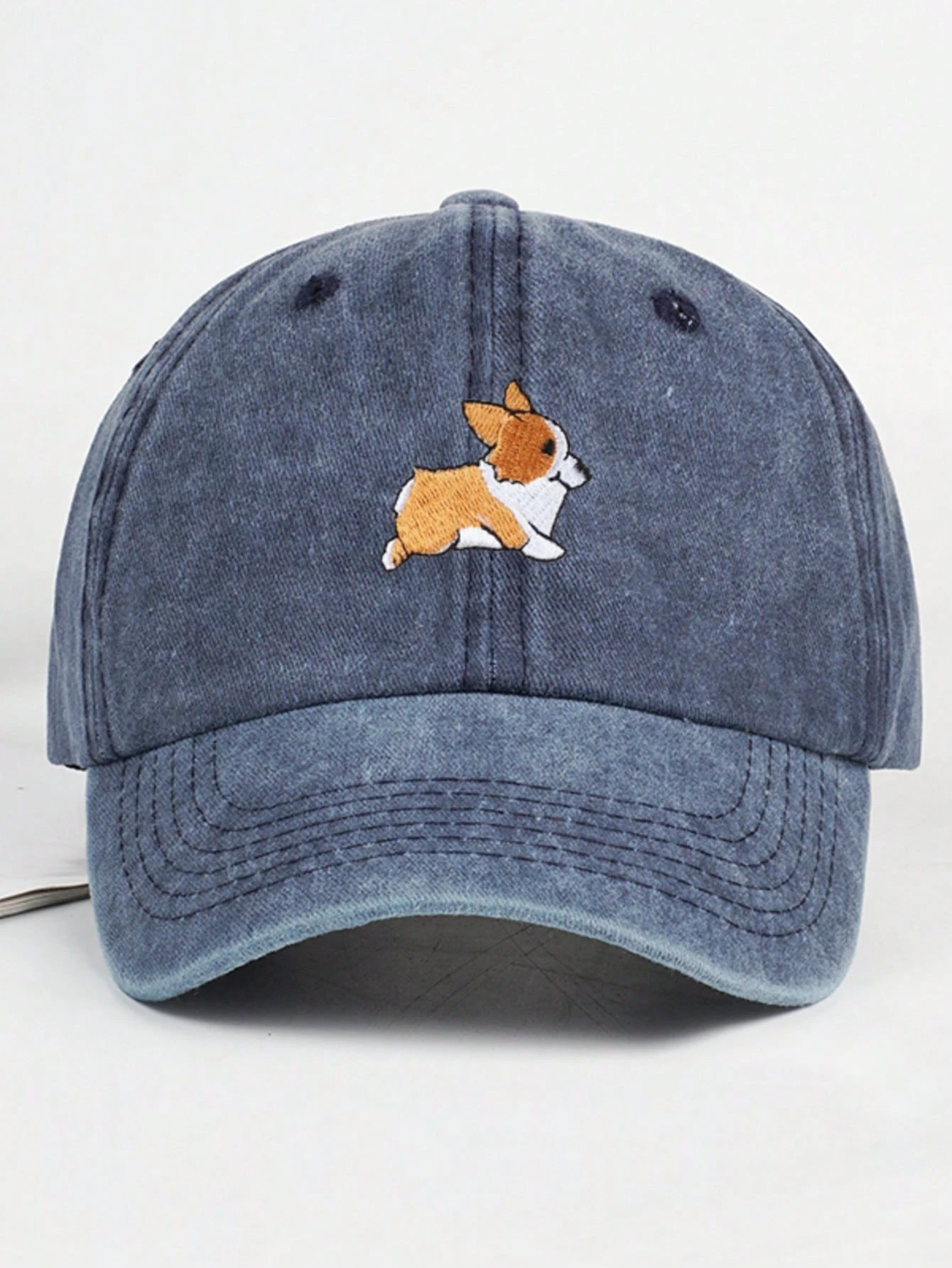 Cute corgi embroidered baseball cap for men and women outdoor travel hiking sunscreen hat leisure