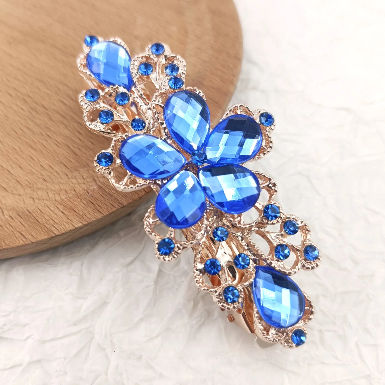 Crystal Floral Hairpin Girl Ladies Hairwear Jewelry For Women Rhinestone Alloy Hair Clip Party Barrettes