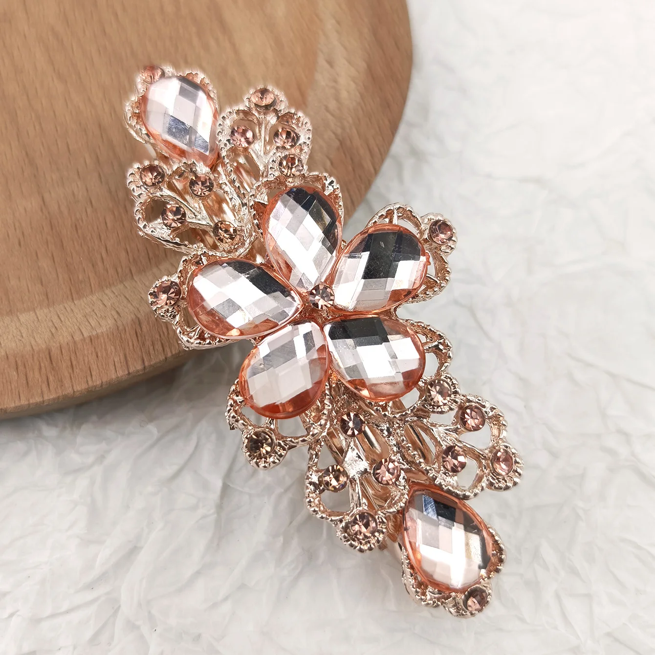 Crystal Floral Hairpin Girl Ladies Hairwear Jewelry For Women Rhinestone Alloy Hair Clip Party Barrettes