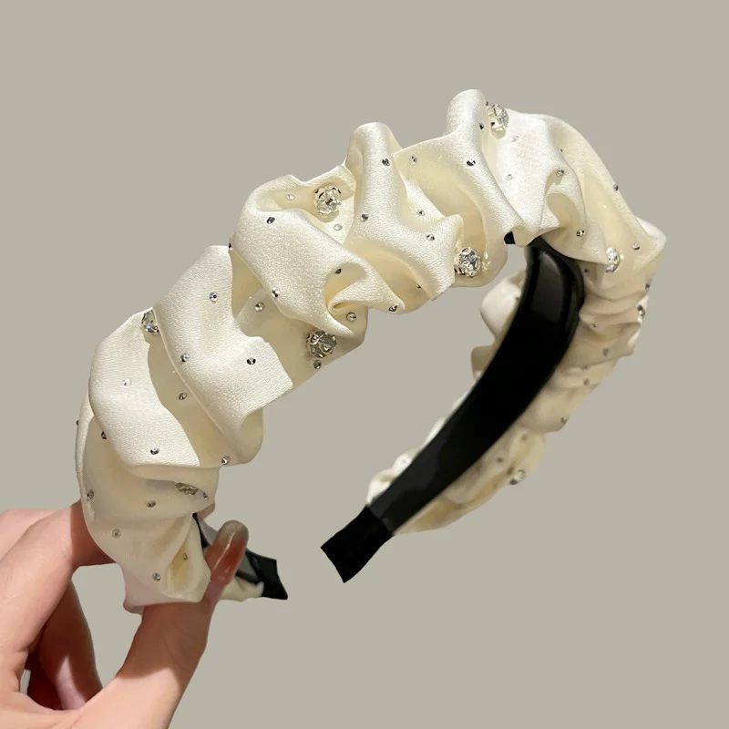 1pc women's satin black broken drill bit headband high skull top French headband headband hair accessory
