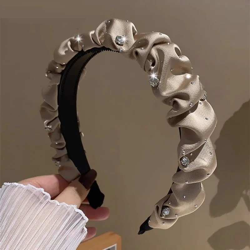 1pc women's satin black broken drill bit headband high skull top French headband headband hair accessory