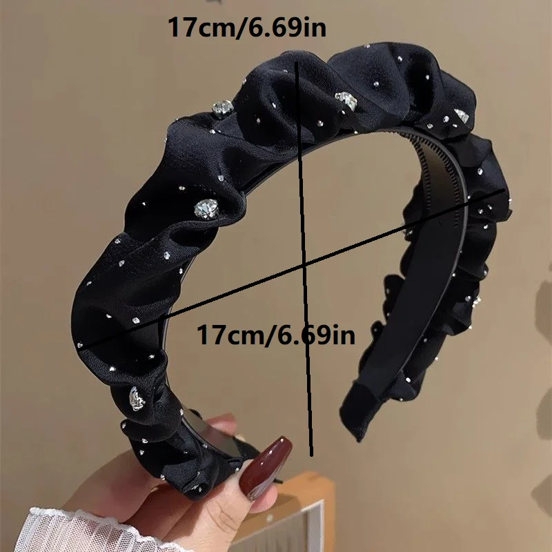 1pc women's satin black broken drill bit headband high skull top French headband headband hair accessory