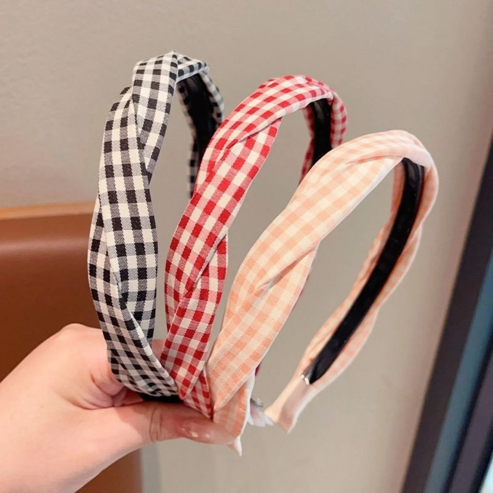 1PC Assorted Color Plaid Headbands, Twisted Pattern, Cute Hair Accessories for Women, Trendy Daily & Party Hair Decor