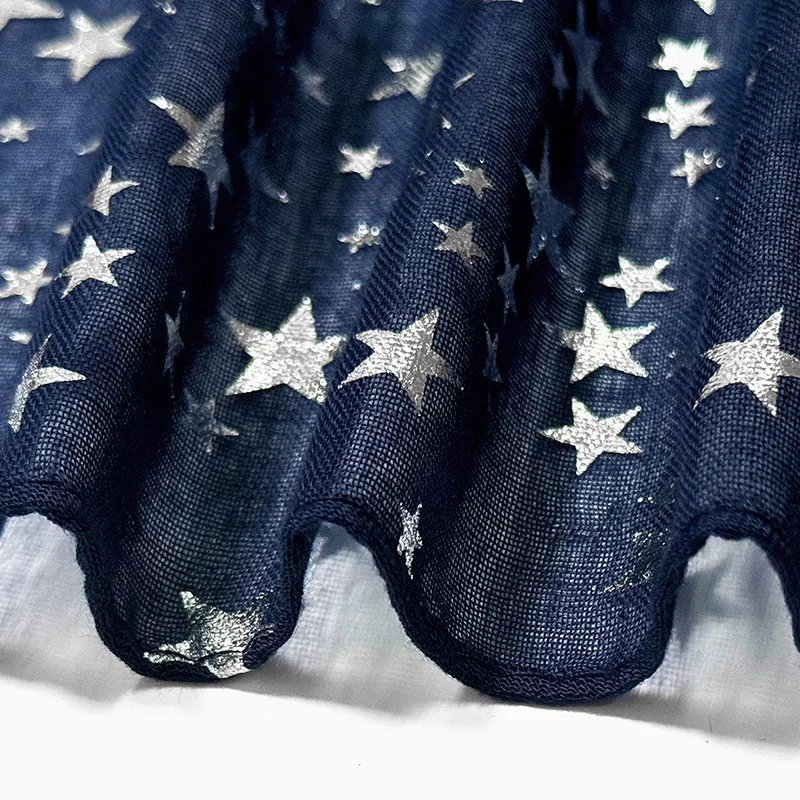 Star Printed Scarf For Women Hot Silver Shining Hijab Elegant Shawl Wedding Bridal Winter Warm Luxury Scarves
