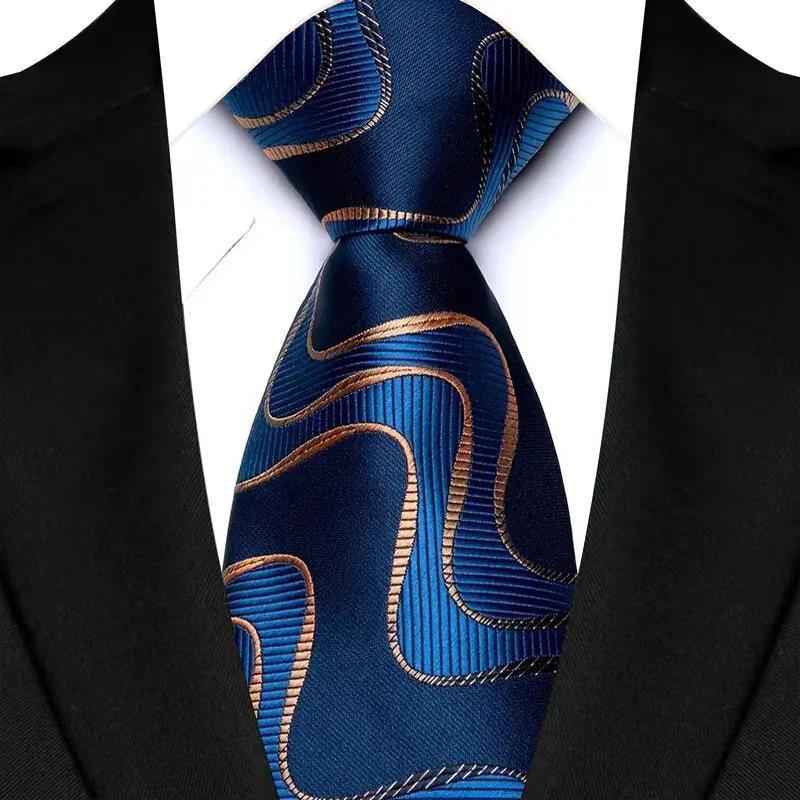 New Men's Classic Floral Tie 8cm Luxury Stripes Plaid Jacquard Necktie For Business Wedding Prom Daily Wear Accessory Gift