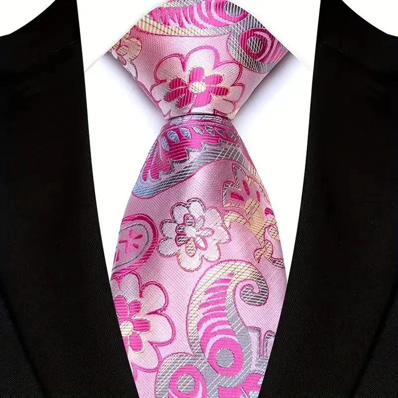 New Men's Classic Floral Tie 8cm Luxury Stripes Plaid Jacquard Necktie For Business Wedding Prom Daily Wear Accessory Gift
