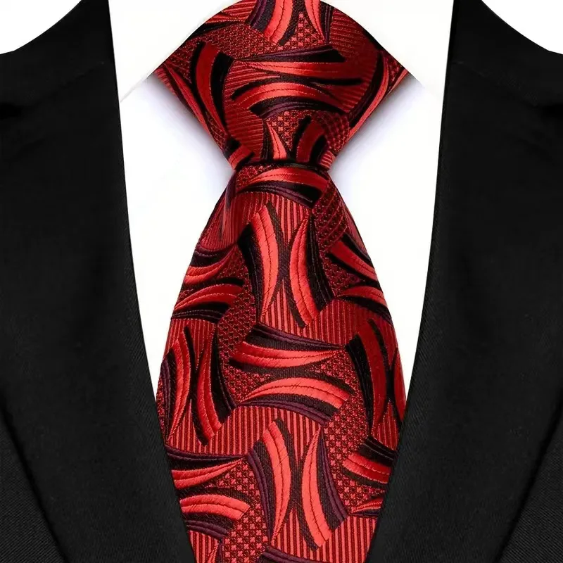 New Men's Classic Floral Tie 8cm Luxury Stripes Plaid Jacquard Necktie For Business Wedding Prom Daily Wear Accessory Gift