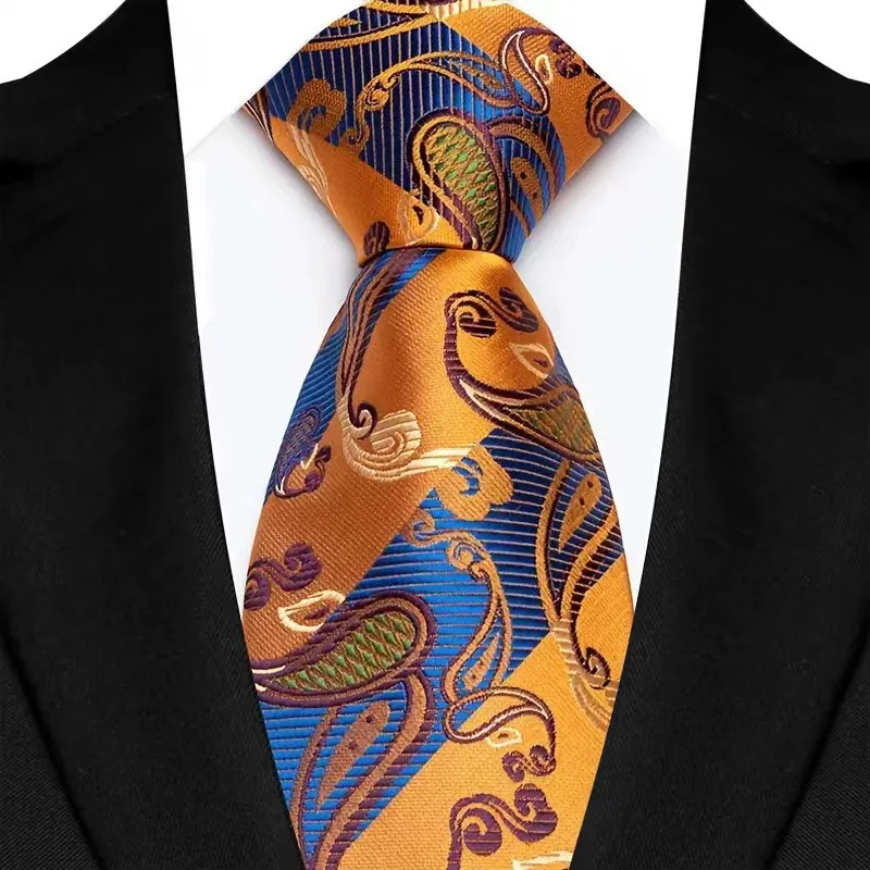 New Men's Classic Floral Tie 8cm Luxury Stripes Plaid Jacquard Necktie For Business Wedding Prom Daily Wear Accessory Gift